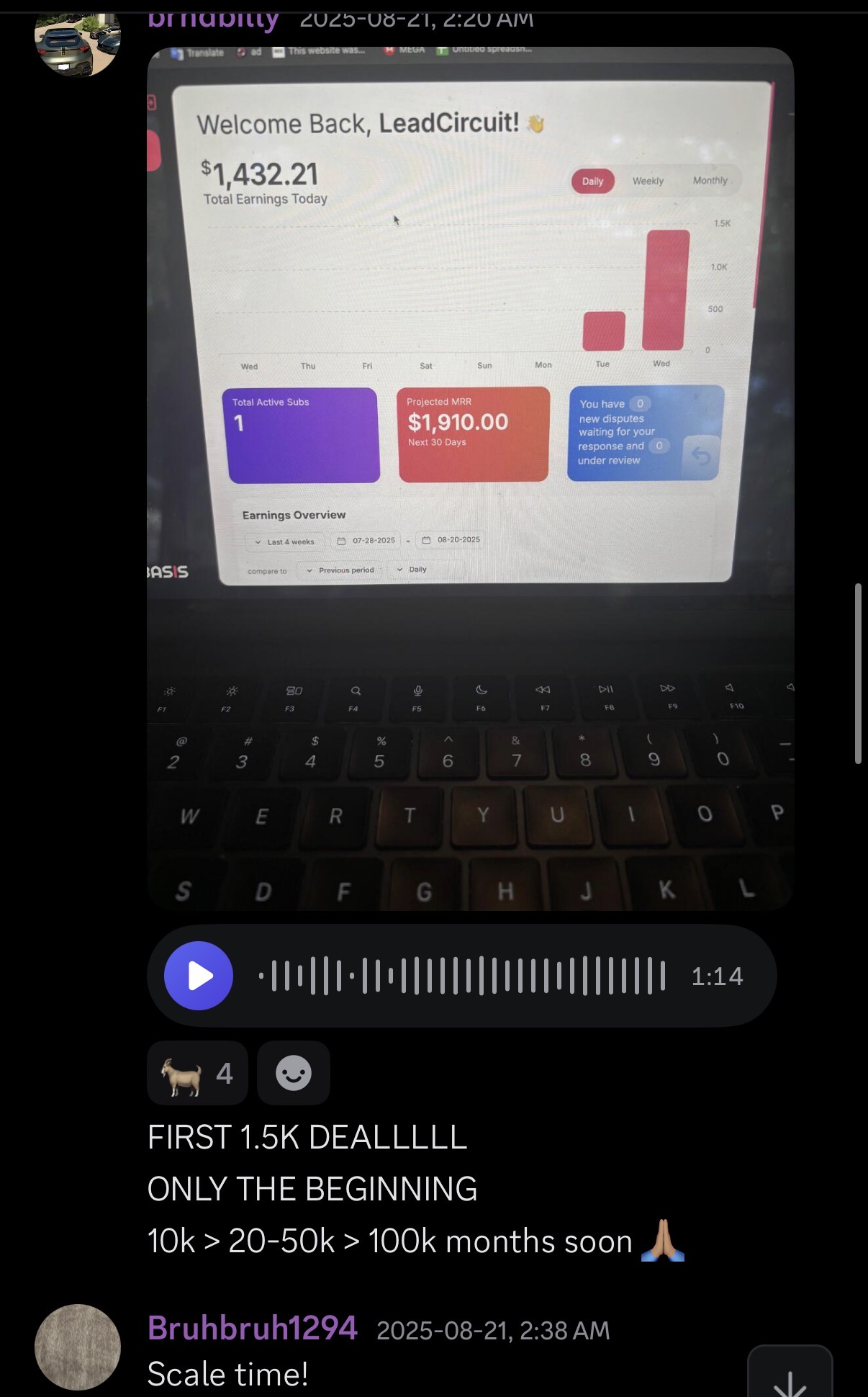 Student closing his first $1.5k deal