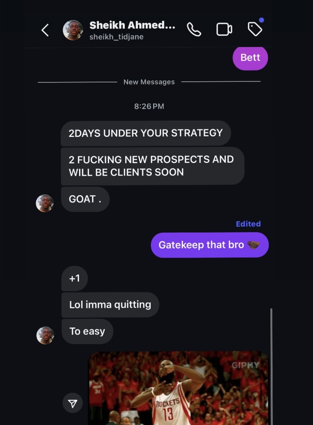 Student getting two new prospects in two days using the strategy
