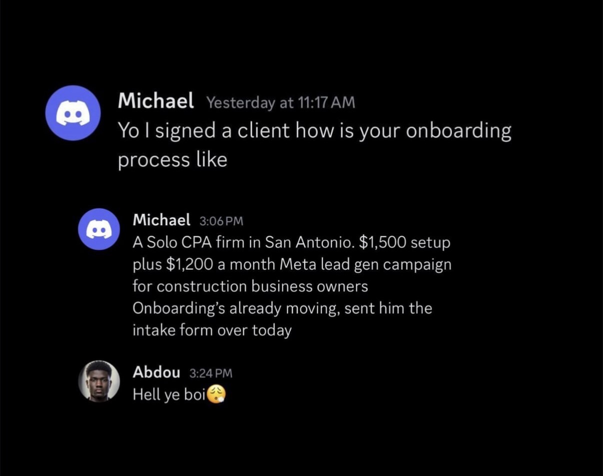 Student signing a CPA firm for $1,500 setup plus $1,200 a month